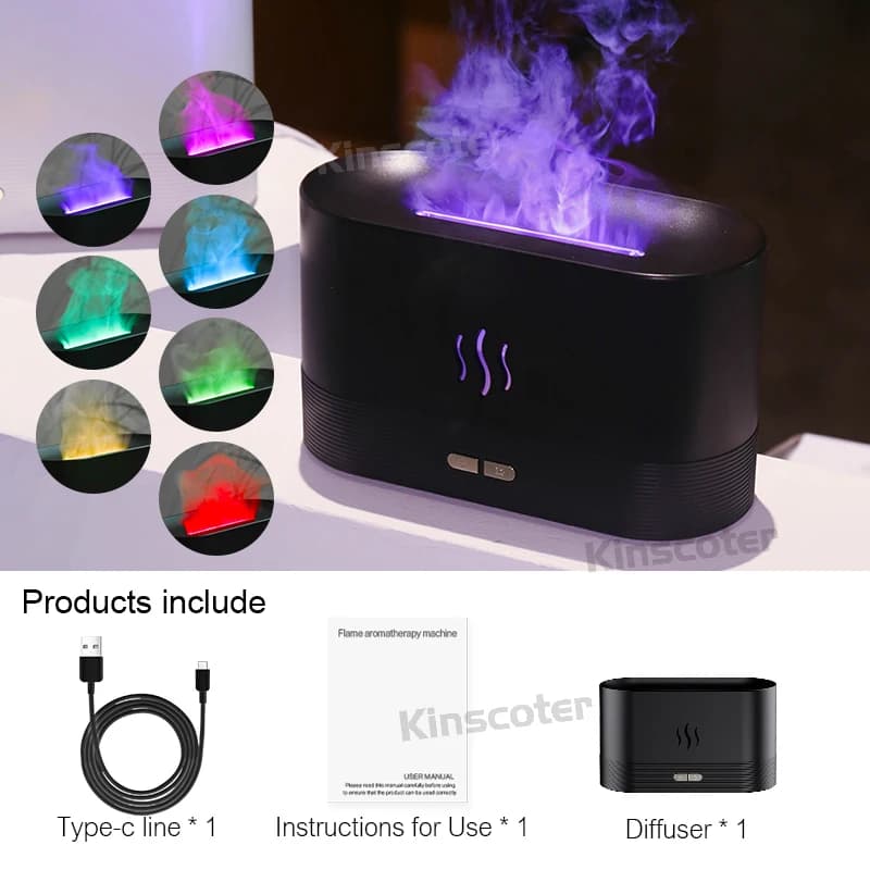 USB Aromatyczny Nawilżacz RGB Efekt Płomienia 🔥